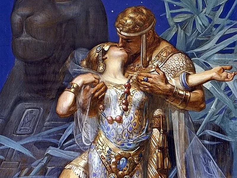 1874-Joseph Christian Leyendecker - La regina Cleopatra e Marco Antonio
